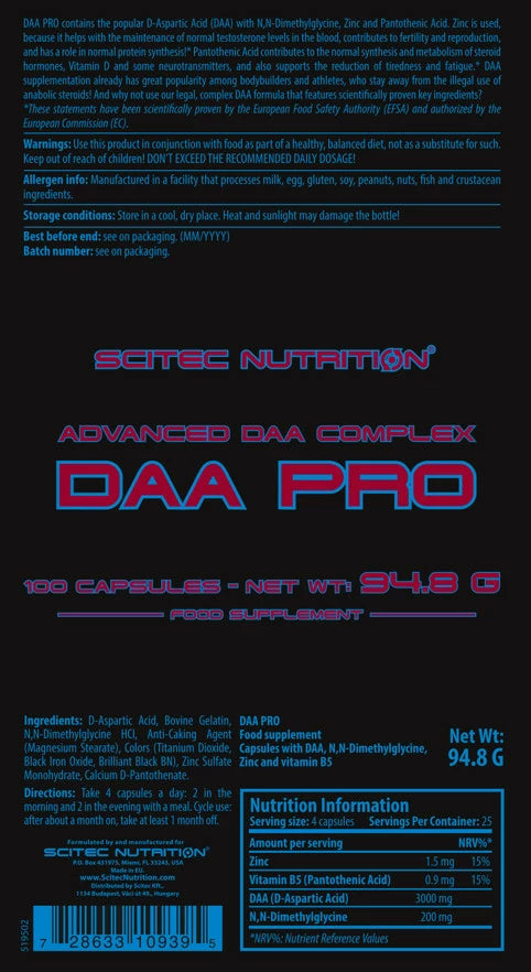 DAA PRO - 100 CAPSULES Scitec Nutrition